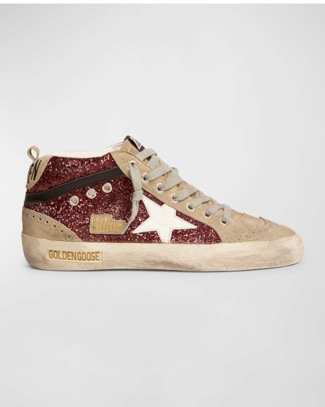 Mid Star Brogue Glitter Suede Sneakers
